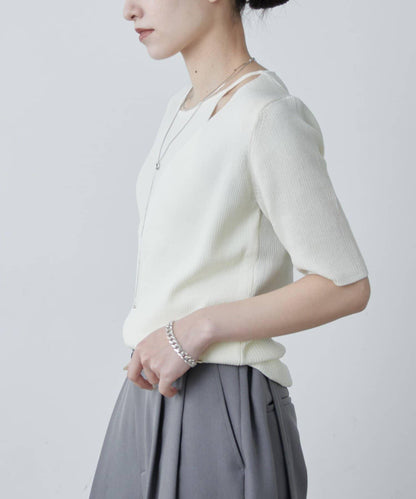 層次感短袖針織套頭衫