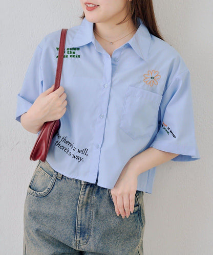 刺繡設計 短款 女式襯衫（OUTLET限定）