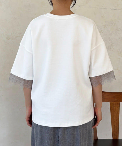 蕾絲袖設計 TEE T恤
