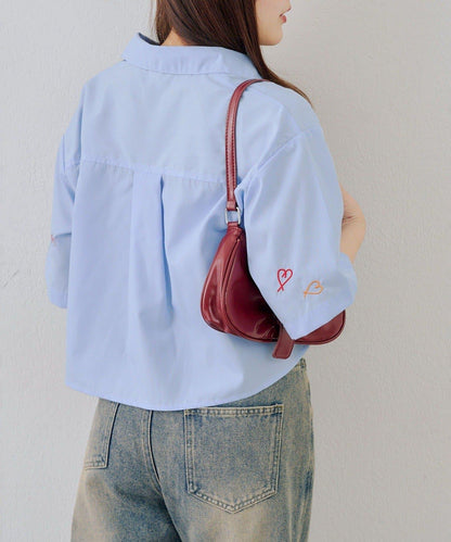 刺繡設計 短款 女式襯衫（OUTLET限定）