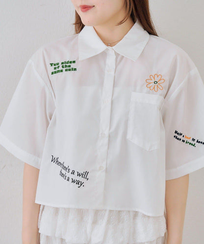 刺繡設計 短款 女式襯衫（OUTLET限定）
