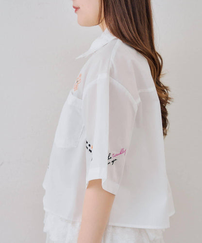 刺繡設計 短款 女式襯衫（OUTLET限定）