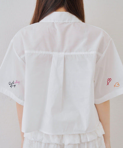 刺繡設計 短款 女式襯衫（OUTLET限定）