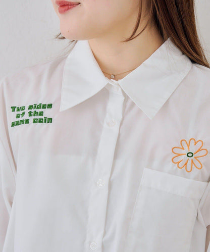 刺繡設計 短款 女式襯衫（OUTLET限定）