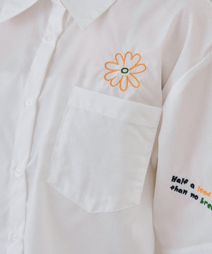 刺繡設計 短款 女式襯衫（OUTLET限定）