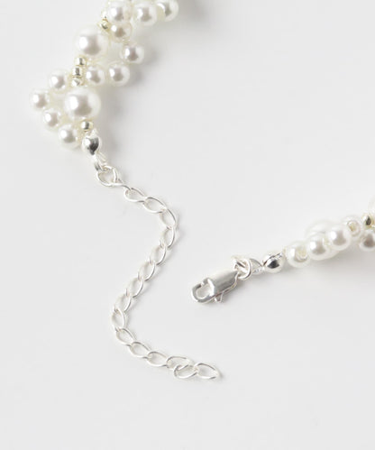 decor『デコール』 FLOWER PEARL BEADSCHOKER 花朵珍珠串珠頸鍊