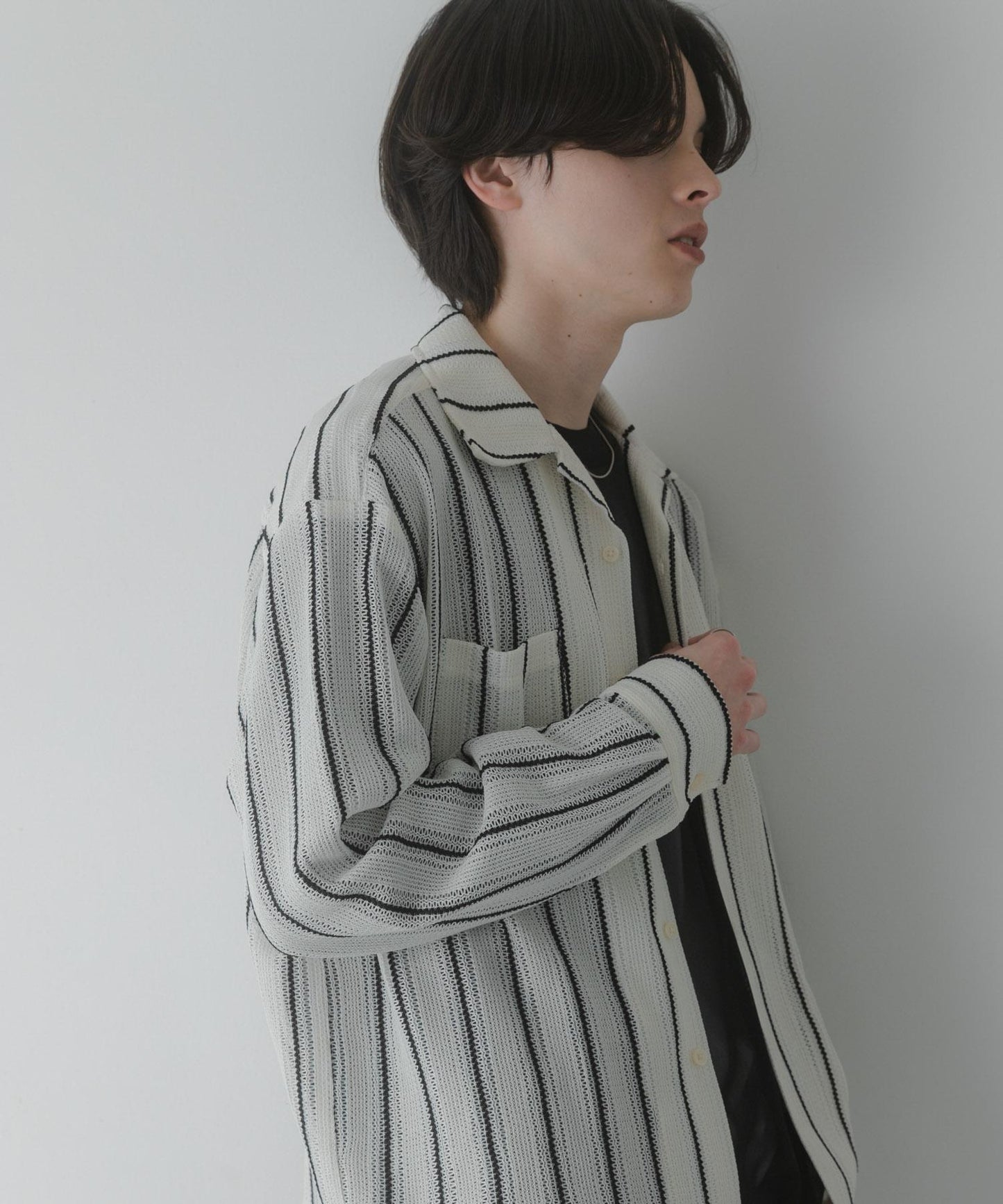 雙口袋 開領 蕾絲 襯衫