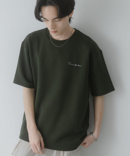 接觸涼感速幹 刺繡空氣層羅馬布 短袖T恤（部分色）