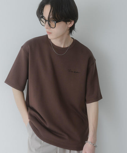 接觸涼感速幹 刺繡空氣層羅馬布 短袖T恤（部分色）