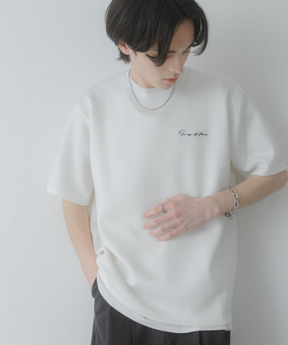 接觸涼感速幹 刺繡空氣層羅馬布 短袖T恤（部分色）
