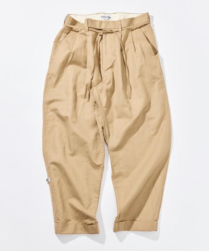 Cotton Linen 2 Tuck 斜紋褲