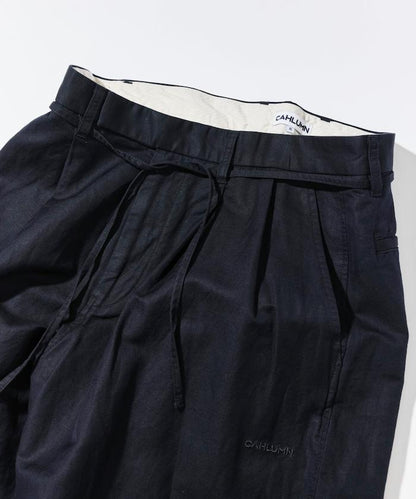 Cotton Linen 2 Tuck 斜紋褲
