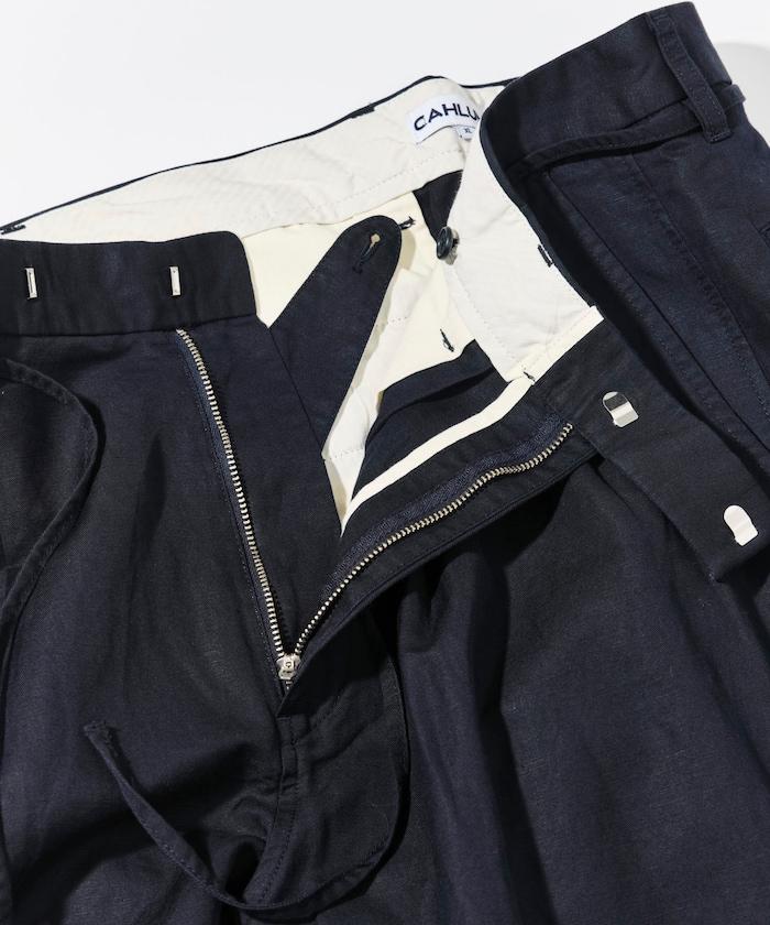 Cotton Linen 2 Tuck 斜紋褲