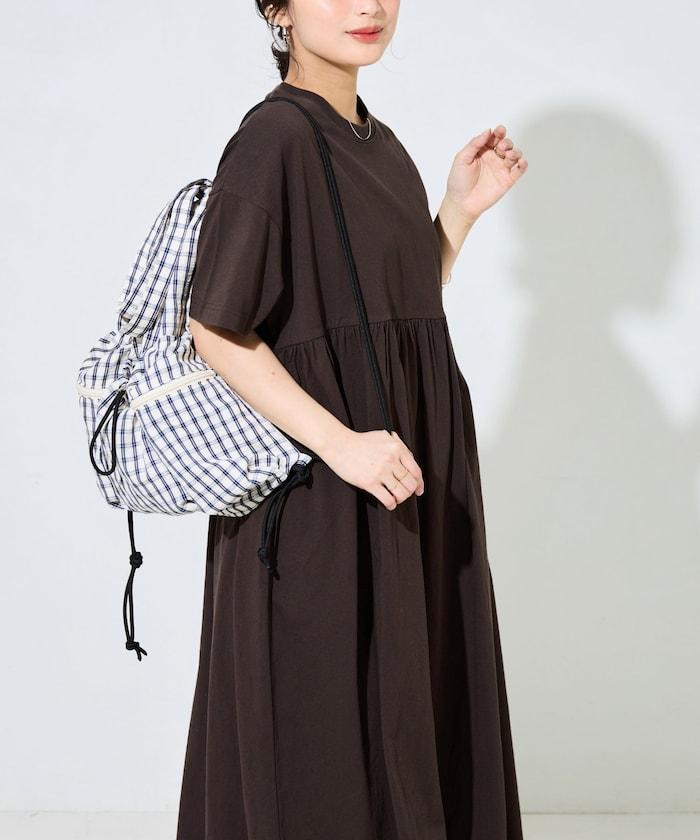腰部抽褶拼接 短袖 連衣裙