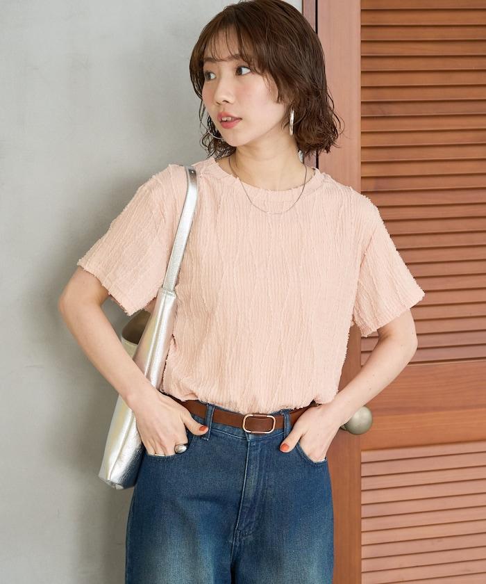 流蘇條紋短袖上衣