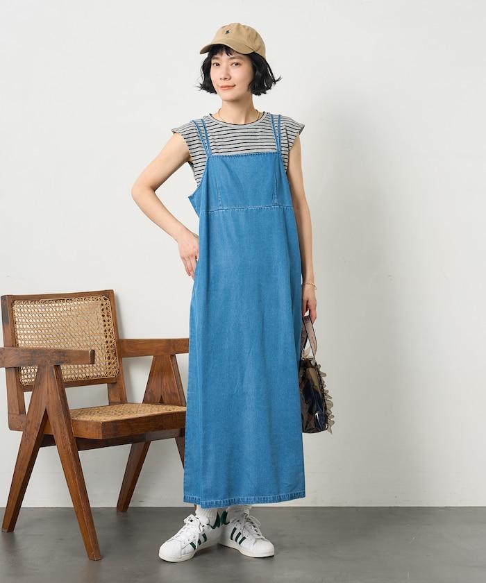 亞麻人造絲內搭套裝 吊帶連衣裙