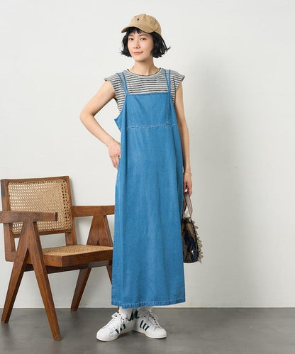 亞麻人造絲內搭套裝 吊帶連衣裙
