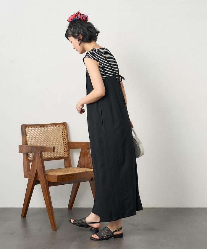 亞麻人造絲內搭套裝 吊帶連衣裙