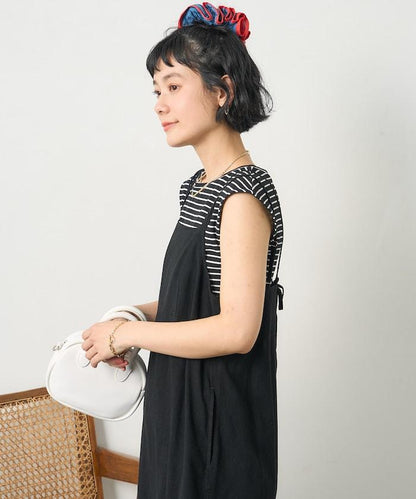 亞麻人造絲內搭套裝 吊帶連衣裙