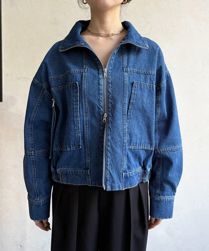 立領明線牛仔外套