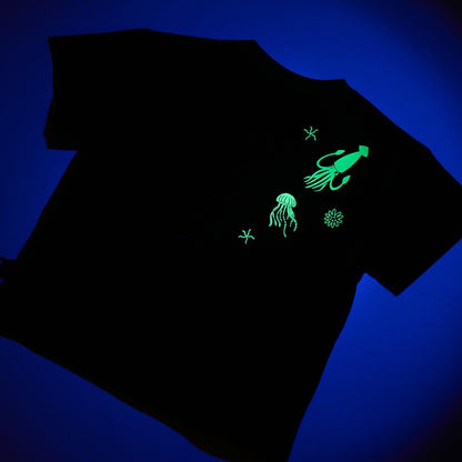 蓄光深海魚刺繡短袖T恤