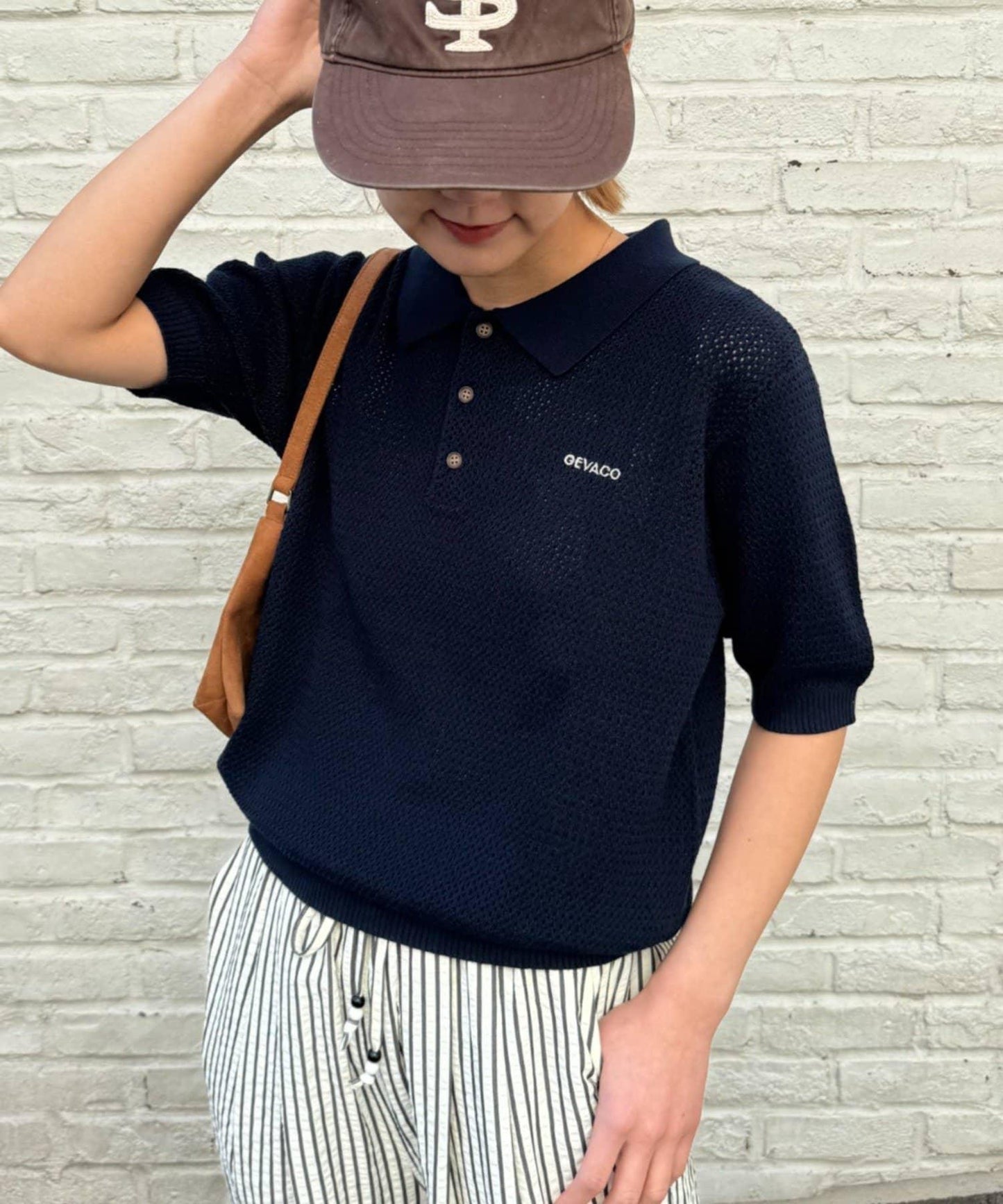GEVACO 鏤空針織短袖Polo衫