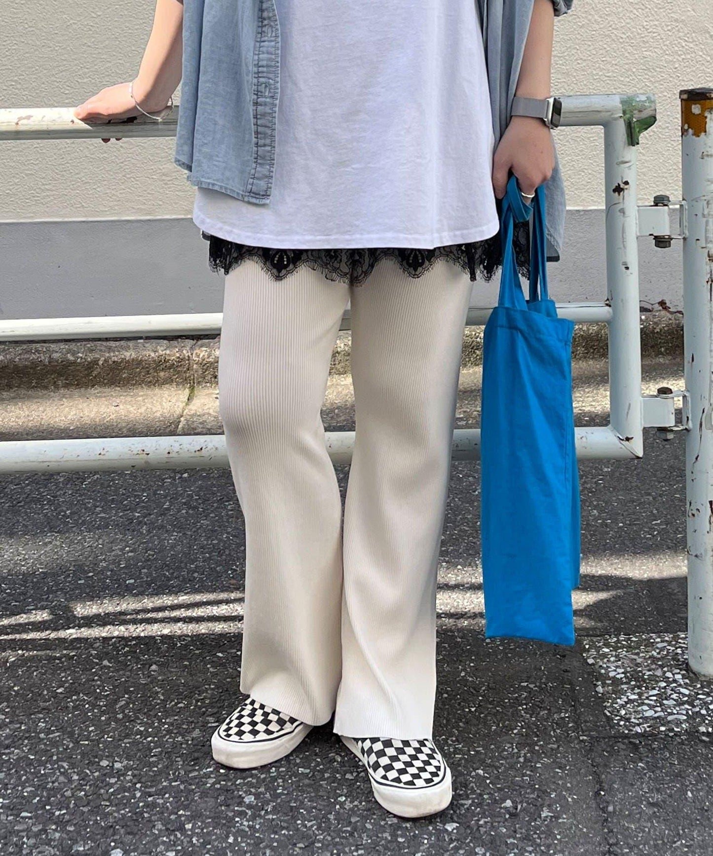 @yns628企畫 羅紋針織 微喇 褲子