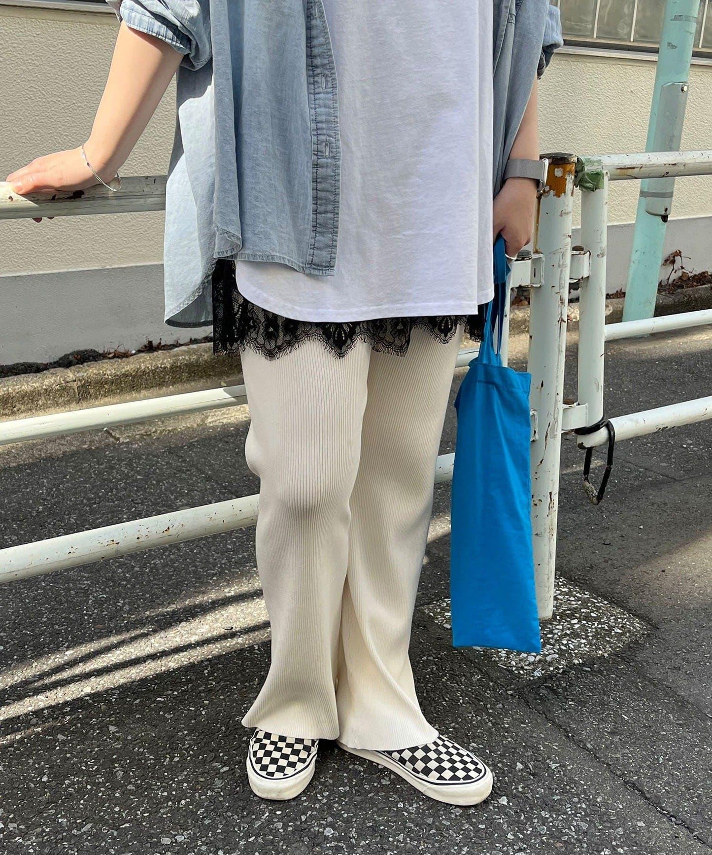 @yns628企畫 羅紋針織 微喇 褲子