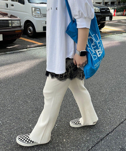 @yns628企畫 羅紋針織 微喇 褲子