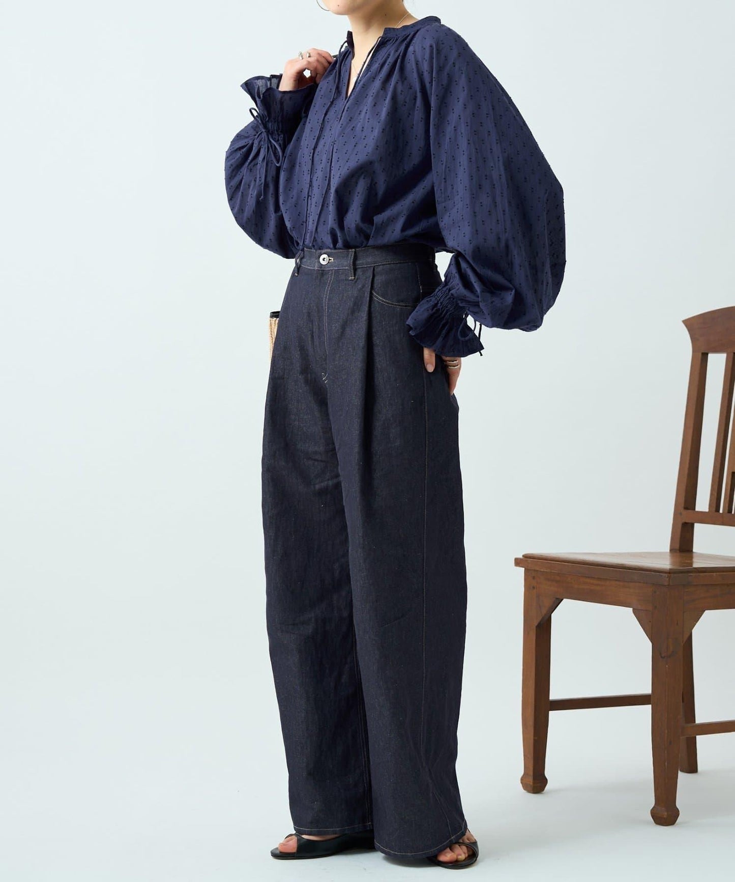 亞麻混紡牛仔褲