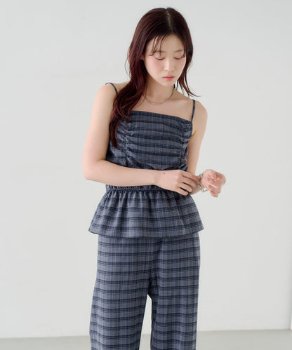 小個子尺碼/雙尺碼可選 格紋褶皺 揹帶褲