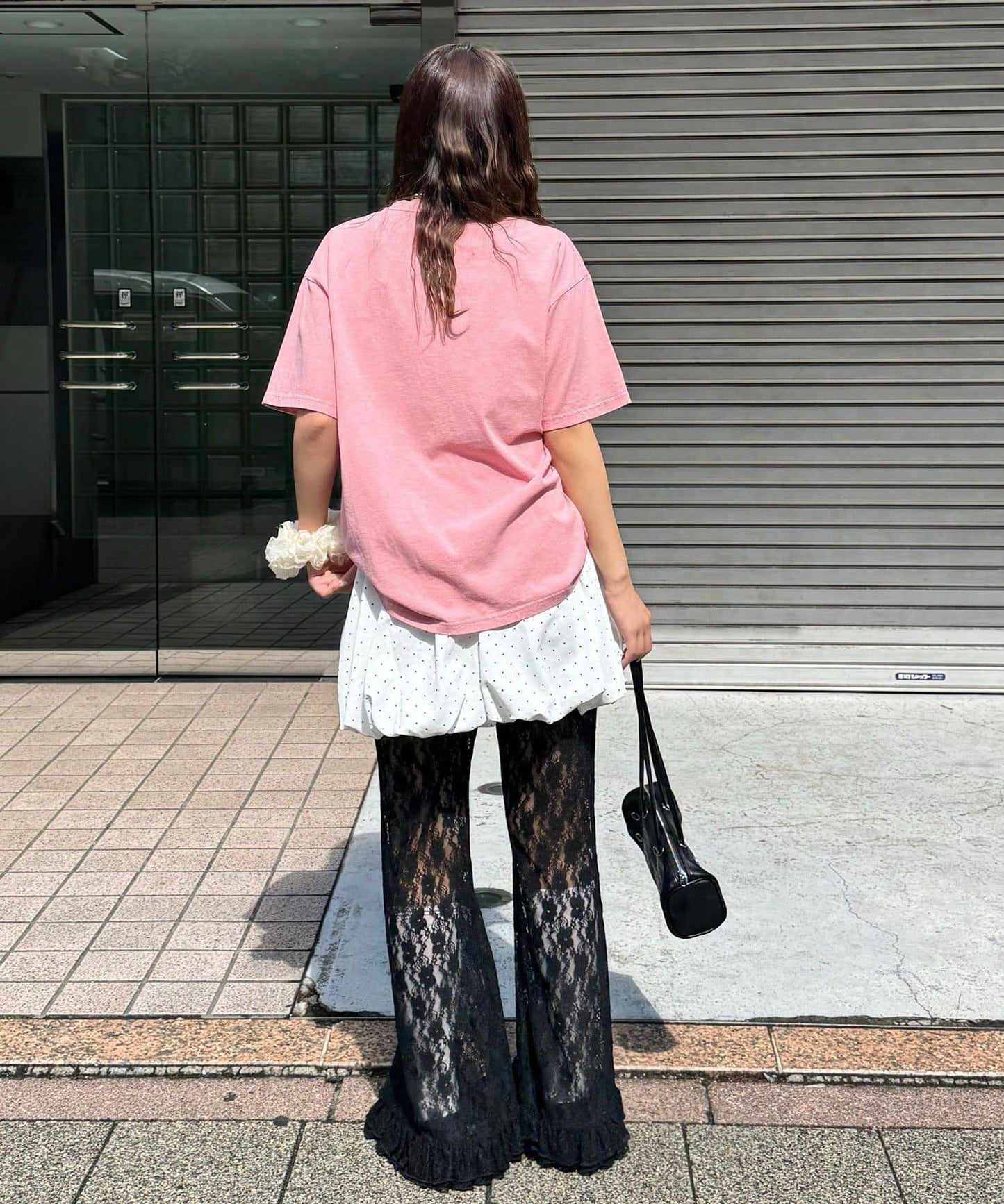 蕾絲喇叭層疊荷葉邊褲子
