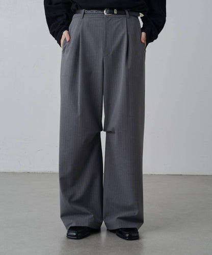 條紋闊腿西裝褲