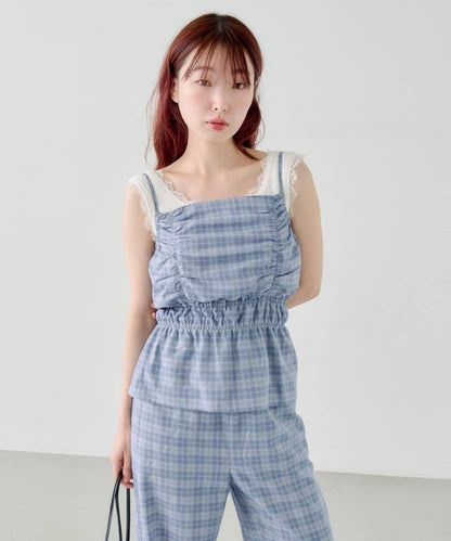 小個子尺碼/雙尺碼可選 格紋褶皺 揹帶褲
