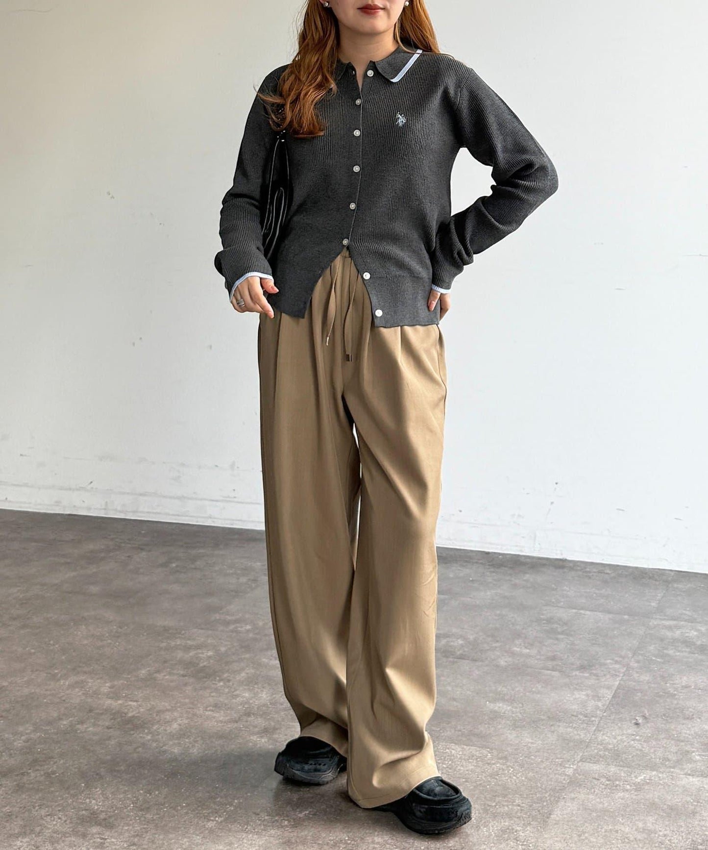 U.S. POLO ASSN. 翻領紐釦針織開衫