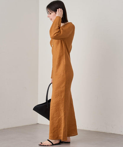 Loungedress 20th 亞麻斜裁連衣裙