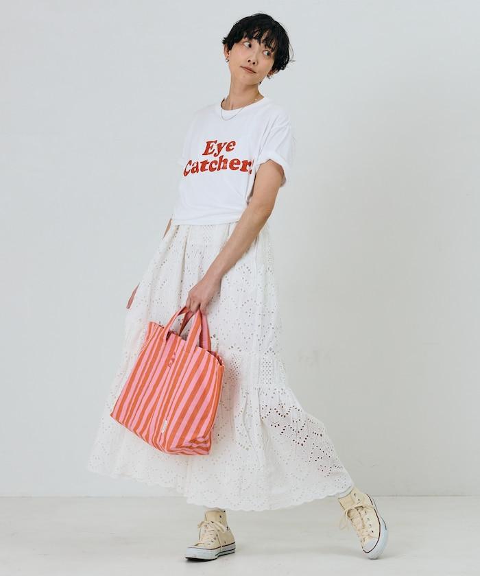 條紋布料雙用托特包