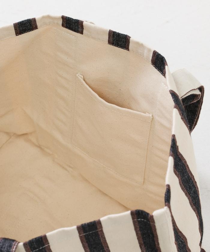 條紋布料雙用托特包