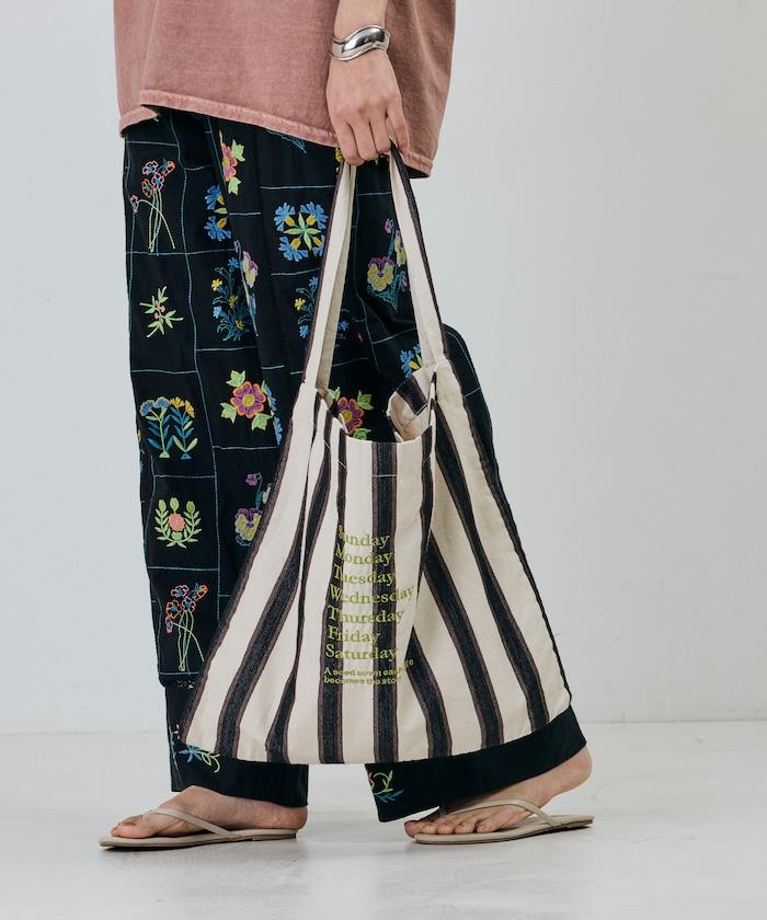 條紋布料單肩包