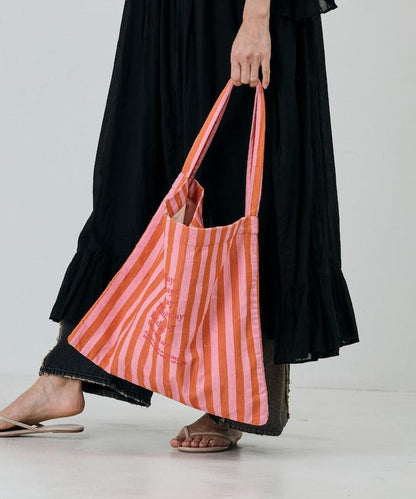 條紋布料單肩包