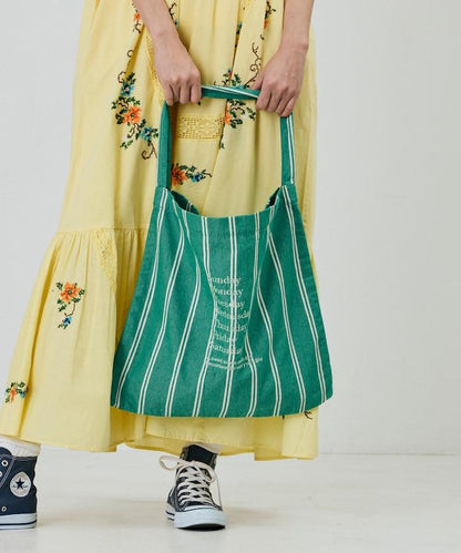 條紋布料單肩包