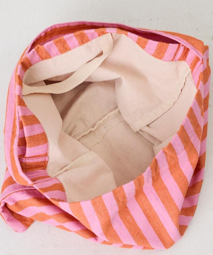 條紋布料單肩包