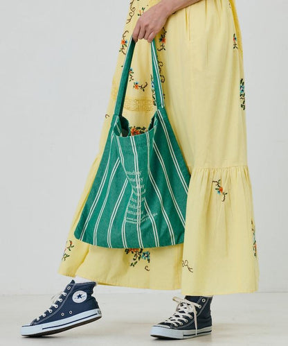 條紋布料單肩包