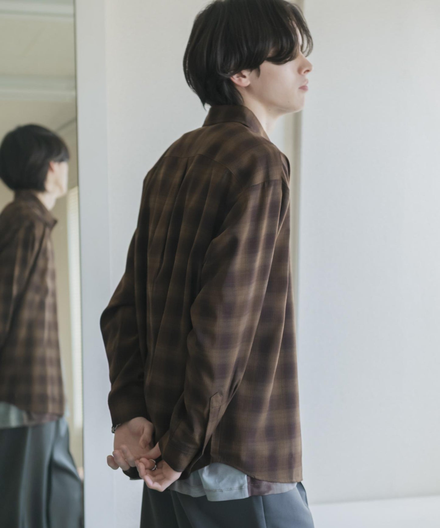馬德拉斯格紋長袖襯衫