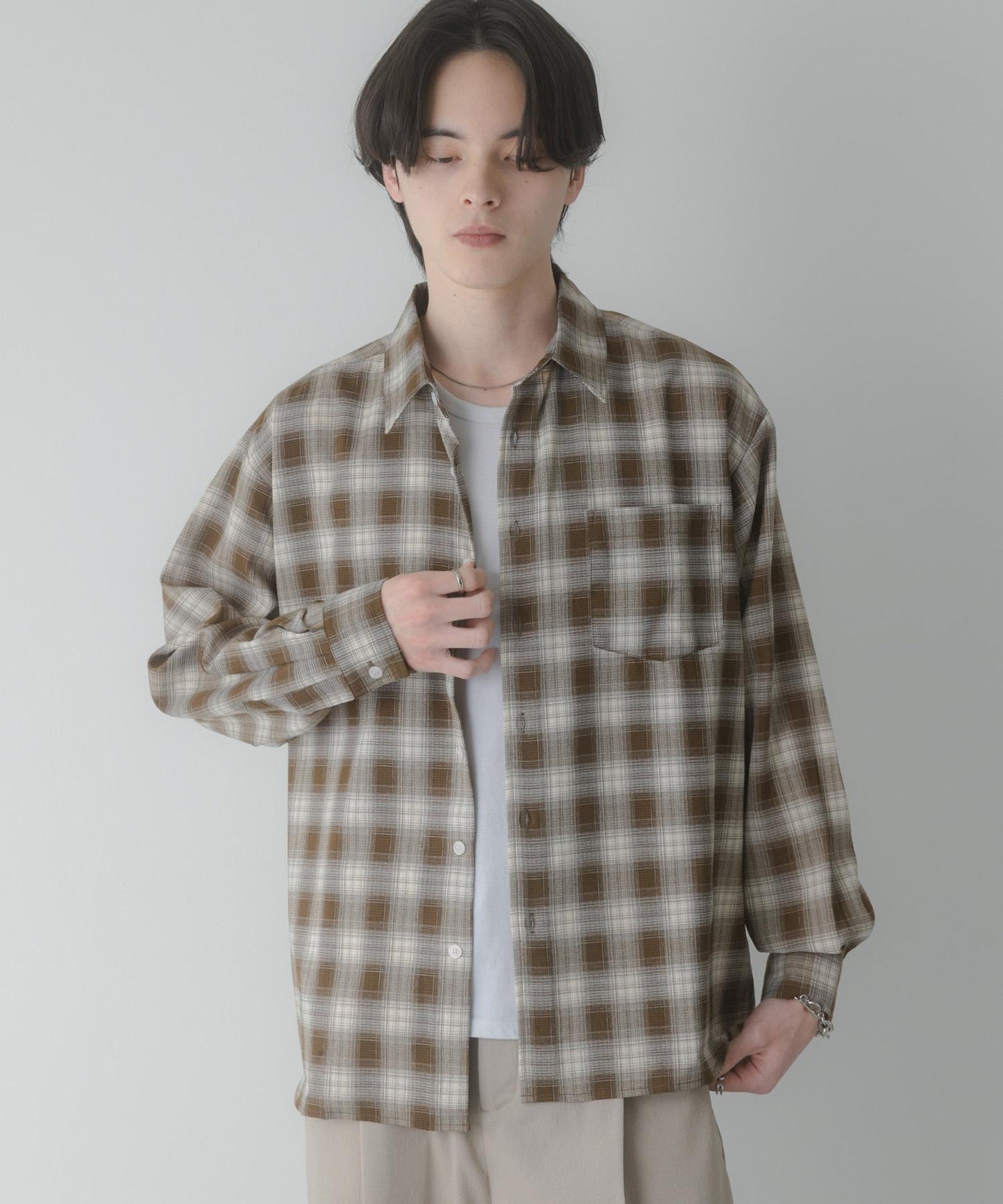 馬德拉斯格紋長袖襯衫