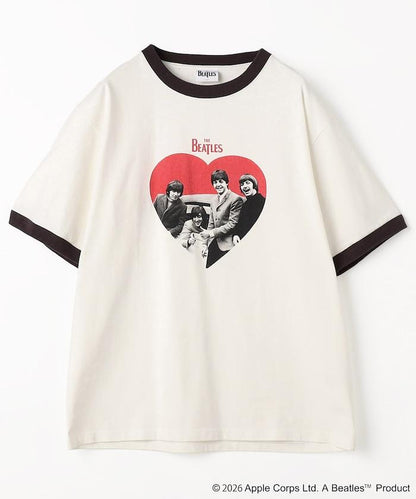 THE BEATLES 攝影印花 對比色領 心形圖案 T恤
