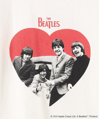 THE BEATLES 攝影印花 對比色領 心形圖案 T恤