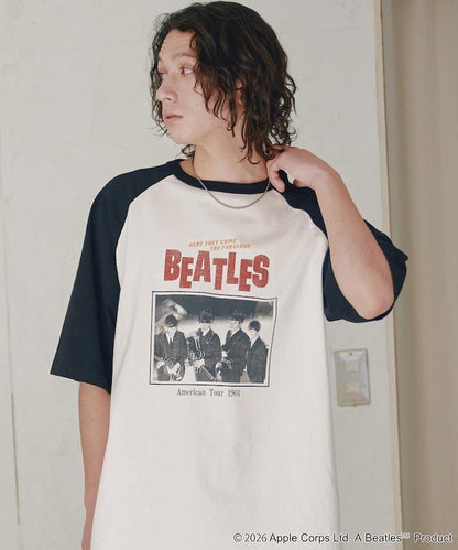 THE BEATLES 大廓形照片印花拼色袖T恤 Tour TEE