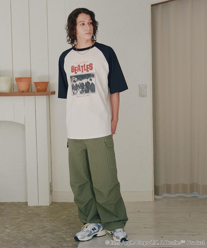 THE BEATLES 大廓形照片印花拼色袖T恤 Tour TEE