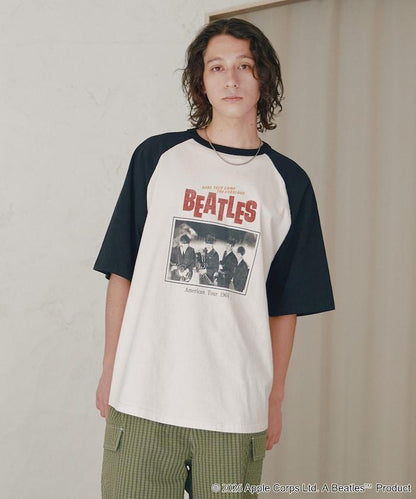 THE BEATLES 大廓形照片印花拼色袖T恤 Tour TEE